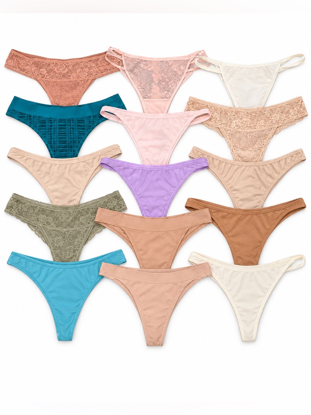 Victoria’s Secret Thong Panty Lot 15 Pack Lace Seamless Logo Size Large